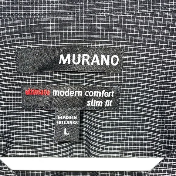 Murano Black Gray Button Down Shirt Modern Comfort Slim Fit Size Large - Picture 3 of 3